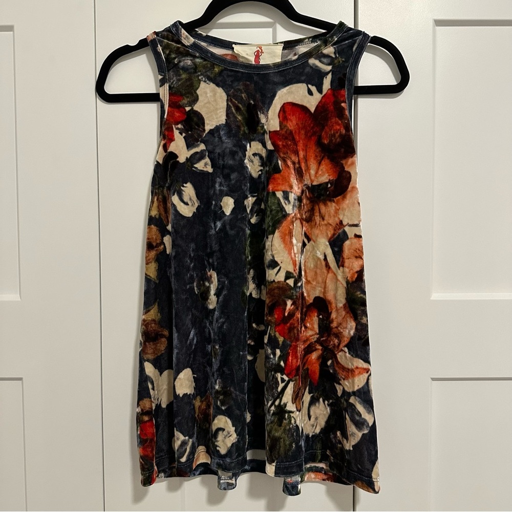 Velvet Floral Tank Top- Size M